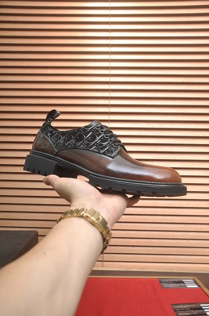 Men's shoes💰720💶【Dior】High-end goods Niuli Original order quality Dior —🆘.Dior original order purchasing, high-end leather shoes, fabric: imported from Italy open-edge beaded cowhide➕water-dyed cowhide/cowhide lining➕specially provided original outsole, fine workmanship, real-life shooting🎬size: 38-45 (45 customized)